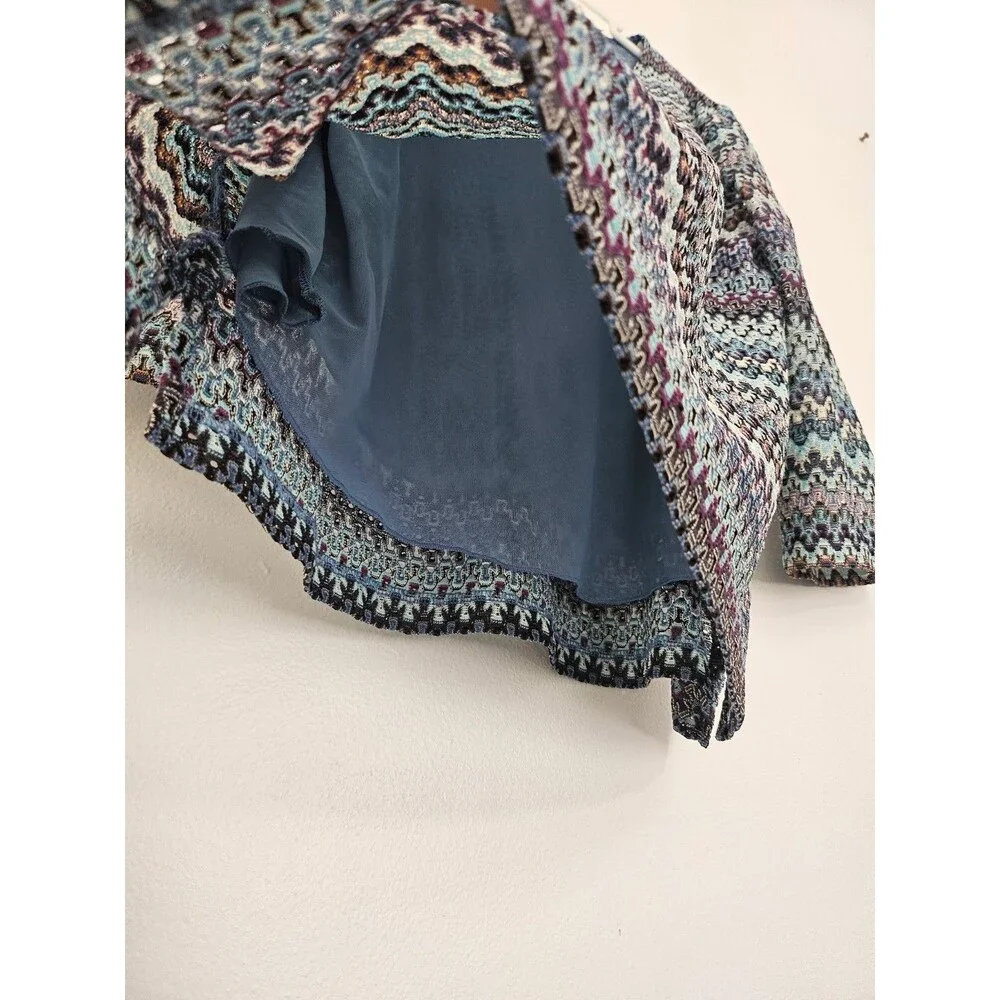 Alfred Dunner Rippled Pattern Lace Top Blouse Lined 3/4 Sleeve Women's L